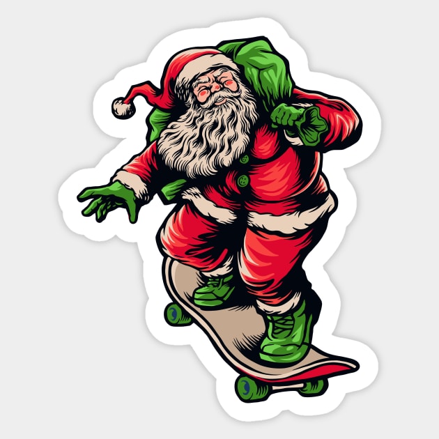 Vintage Skateboarding Santa Claus Sticker by SLAG_Creative